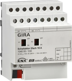 Gira KNX Schaltaktor mit Handbetätigung 2-fach, 16A, Schaltaktor (1040 00)