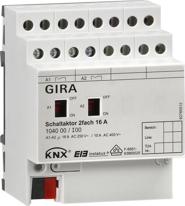 Gira KNX Schaltaktor mit Handbetätigung 2-fach, 16A, Schaltaktor