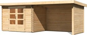 Karibu Bastrup 3 Gartenhaus inkl. Anbau 3m + Rück- und Seitenwand natur