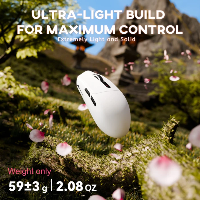 Attack Shark G3 Tri-mode Wireless Gaming Mouse, White, USB/Bluetooth
