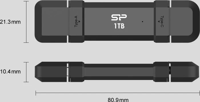 Silicon Power DS72 250GB schwarz, USB-A + USB-C, USB 3.2 Gen 2×1