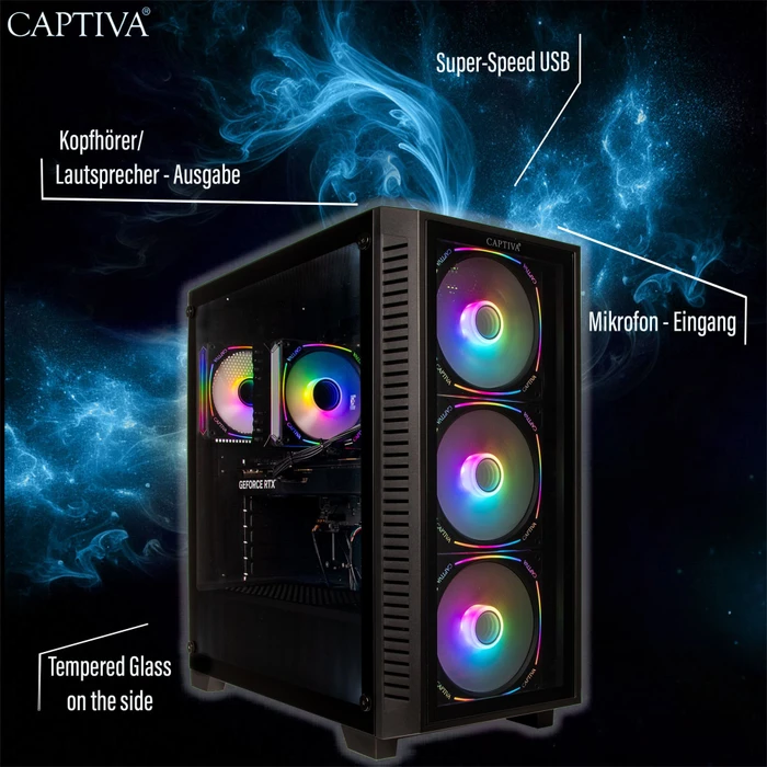 Captiva Highend Gaming R88-741, Ryzen 7 7800X3D, 64GB RAM, 2TB SSD, Radeon RX 9070 XT, Windows 11 Home