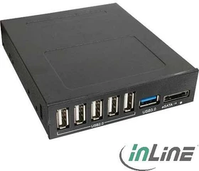 InLine 3.5" Frontpanel, 1x USB 3.0, 5x USB 2.0, 1x eSATA, Multifunktionspanel