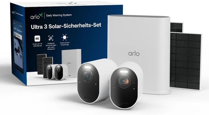 Arlo Ultra 3 weiß, inkl. Smart Hub und 2x Solarpanel, 2er-Pack