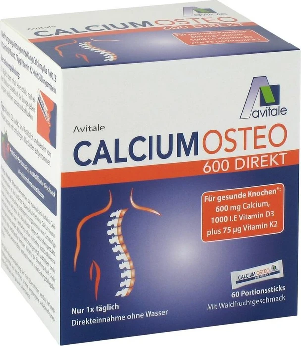 Avitale Calcium Osteo 600 Direkt Pulver Portionsbeutel, 60 Stück