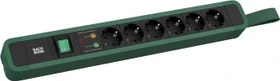 Bachmann Primo 2, 6-fach, mit Schlaufe, Schalter, Überspannungsschutz, 2m, grün/schwarz
