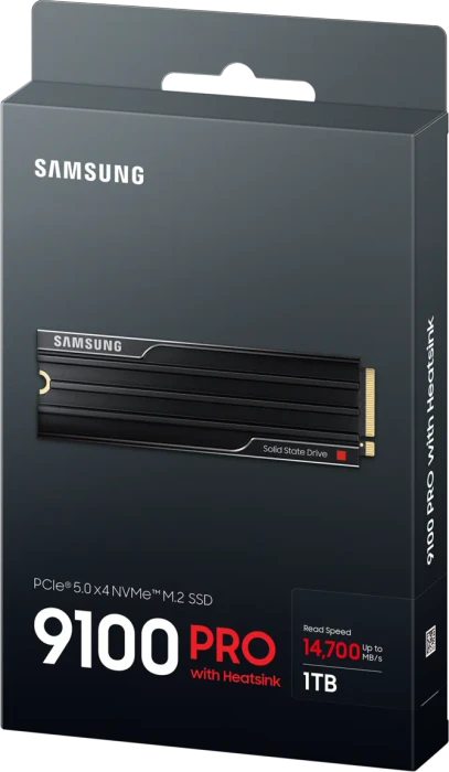 Samsung SSD 9100 PRO 1TB, M.2 2280 / M-Key / PCIe 5.0 x4, Kühlkörper