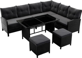 Juskys Manacor Polyrattan Lounge-Set schwarz/grau