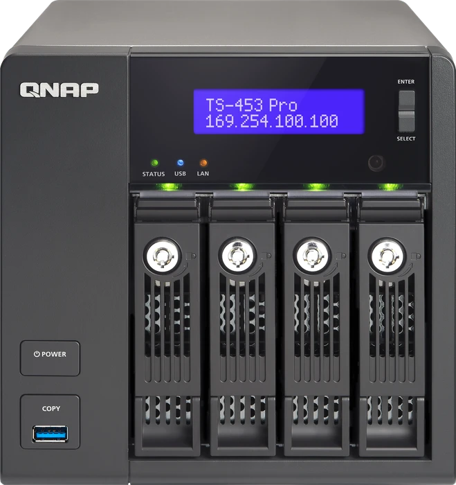 QNAP Turbo Station TS-453 Pro, 2GB RAM, 4x RJ-45 1000Base-T, 3x USB-A 3.0