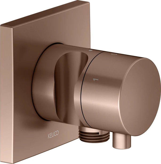 Keuco IXMO 59549 Comfort 3-Wege Ab- und Umstellventil mit Schlauchanschluss und Brausehalter eckig rotgold gebürstet