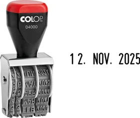 COLOP 04000 Datumstempel, 26x4mm, Monat in Buchstaben, rot/schwarz/silber