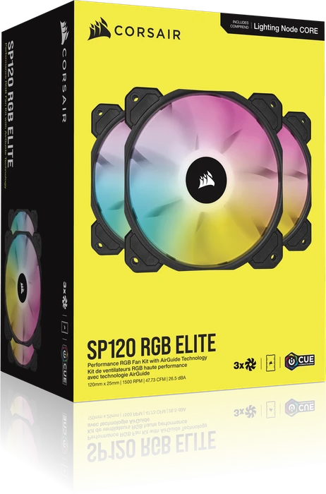 Corsair SP Series iCUE SP120 RGB Elite Triple Fan Kit, schwarz, LED-Steuerung, 120mm, 3er-Pack