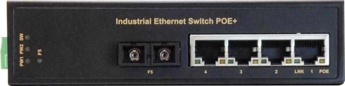 LevelOne IFP-05 Industrial Railmount Switch, 4x RJ-45, 1x SC-Duplex, 126W PoE+