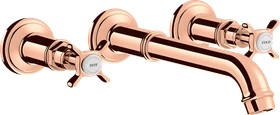 Hansgrohe Axor Montreux 3-Loch Waschtischarmatur für Wandmontage und Kreuzgriffen polished red gold