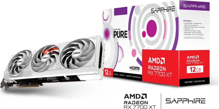 Sapphire Pure Radeon RX 7700 XT, 12GB GDDR6, 2x HDMI, 2x DP, lite retail