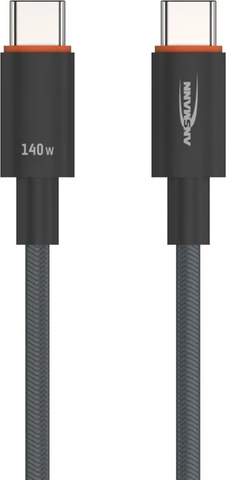 Ansmann USB-C Kabel, USB 2.0, 480Mb/s, 140W PD 3.1, USB-C Stecker auf USB-C Stecker, schwarz, 0.6m