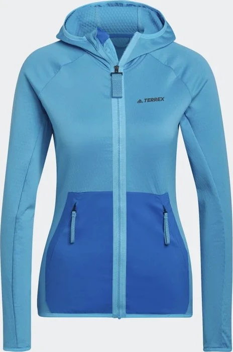 adidas Terrex Tech Lite Hooded Hiking Fleece Jacke app sky rush/shock blue (Damen)