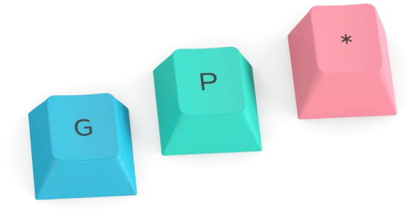 Glorious GPBT Keycaps, Kunststoff (PBT), Pastel, blau/rosa/grün, 114 Tasten (104+10), ANSI-US