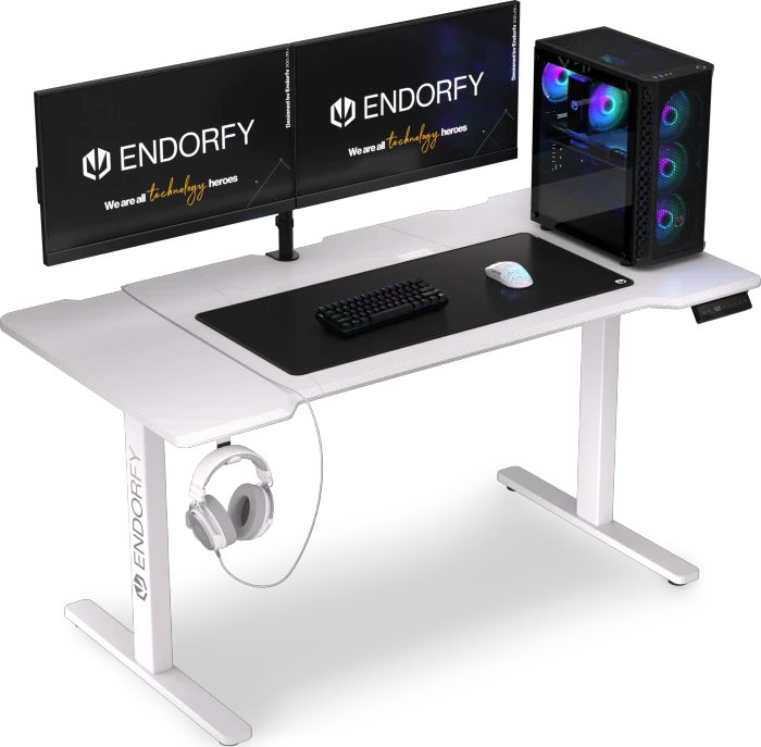 Endorfy Atlas L Electric elektrisch höhenverstellbarer Sitz-Steh-Schreibtisch 150x78cm Onyx White/weiß