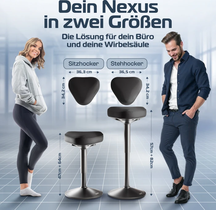 Clouvou Nexus Hocker, 470-640mm, schwarz