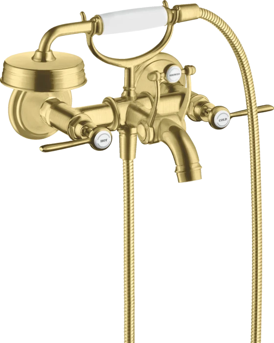 Hansgrohe Axor Montreux 2-Griff Wannenarmatur Aufputz mit Hebelgriffen brushed brass