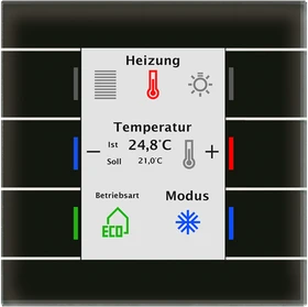 MDT Glastaster II Smart Gen2 6-fach schwarz, Temperatursensor
