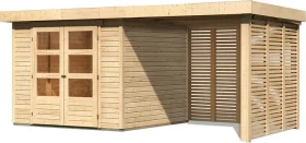 Karibu Askola 3.5 Gartenhaus inkl. Anbau 2.4m + Lamellenwand natur