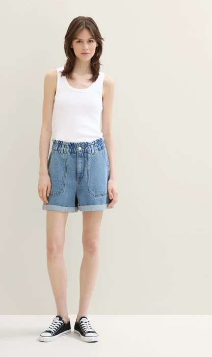 Tom Tailor Relaxed Jeans Shorts Jeans clean mid stone blue denim (Damen)