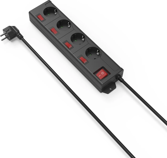 Hama Steckdosenleiste einzeln schaltbar, 4-fach, 1.4m, schwarz