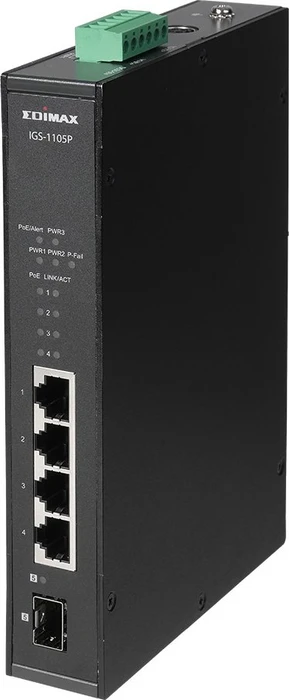 Edimax Pro IGS-1 Industrial Railmount Gigabit Managed Switch, 4x RJ-45, 1x SFP, 120W PoE+