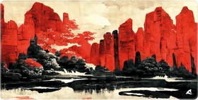 Sharkoon Skiller SGP40 D11, Mouse Mat, 1000x500mm, Traditional Red Black Japanese Ink