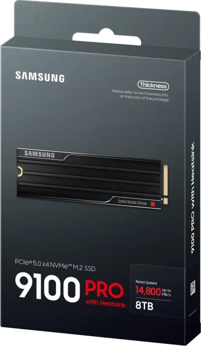 Samsung SSD 9100 PRO 8TB, M.2 2280 / M-Key / PCIe 5.0 x4, Kühlkörper