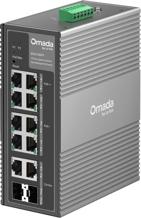 TP-Link Omada IES Industrial Railmount Gigabit Smart Switch, 8x RJ-45, 2x RJ-45/SFP, 240W PoE++