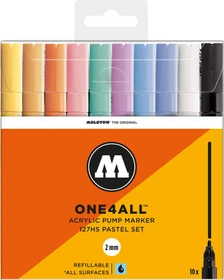 Molotow ONE4ALL 127HS 2mm Acrylmarker Pastel-Set sortiert, 10er-Set, Etui