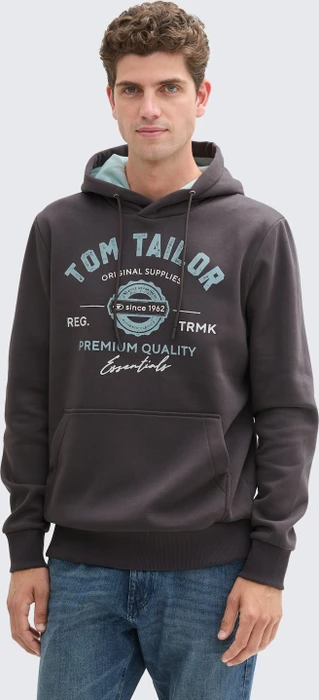 Tom Tailor Logo-Print Hoodie tarmac grey (Herren)
