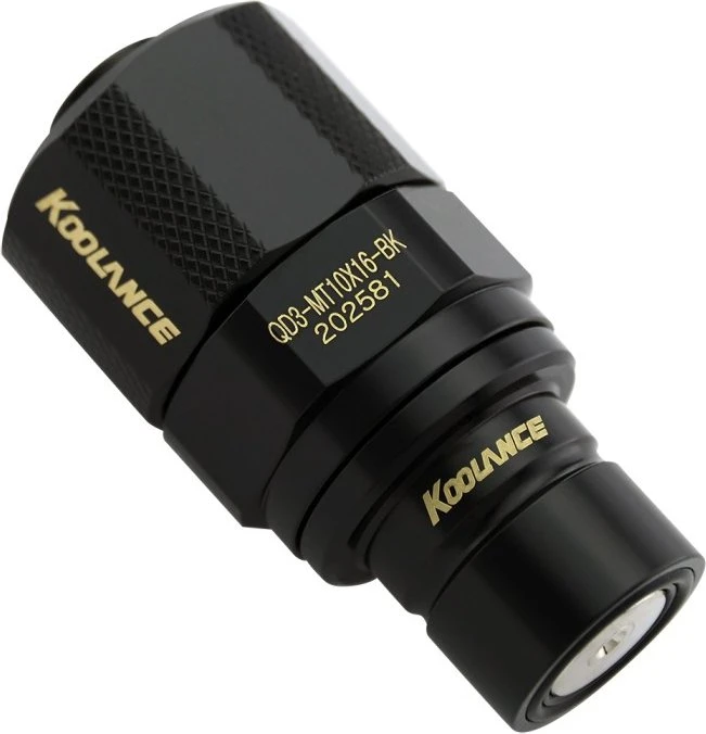Koolance QD3 No-Spill Schnellverschluss, gerade male, male Schnellverschluss auf 10mm ID/16mm AD, schwarz