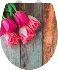 Wenko Tulip WC-Sitz mit Absenkautomatik grau, rosa
