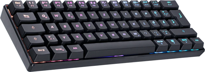 ISY IGK 5000 Mini Size Gaming Tastatur, schwarz, LEDs RGB, Outemu Red, USB, DE