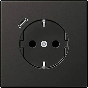 Jung SCHUKO-Steckdose mit USB-Ladegerät Safety+, anthrazit