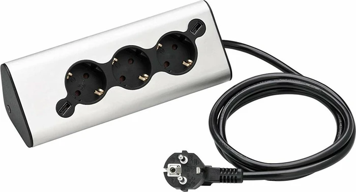 WMF Ambient Multi-Stecker Pro Edelstahl matt, 3-fach, 1.8m, edelstahl matt