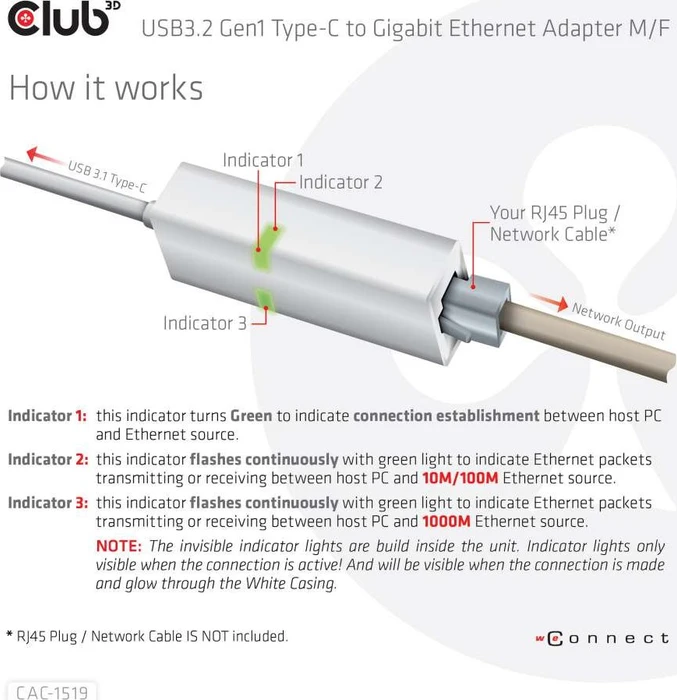 Club 3D LAN-Adapter, RJ-45, USB-C 3.0 [Stecker]