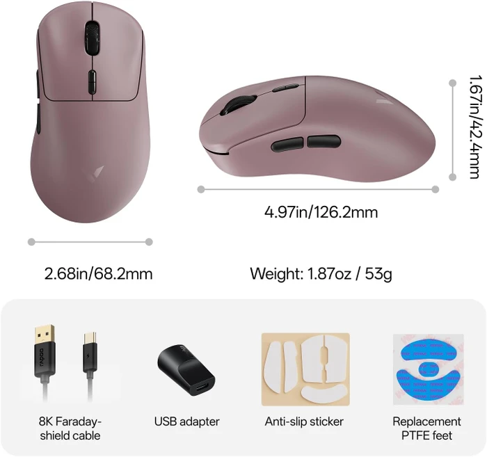 Rapoo VT3 Gen-2 8K Wireless Gaming Mouse violett, USB