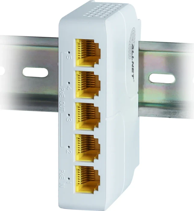 Allnet SGI Railmount Gigabit Switch, 5x RJ-45, 90W PoE++ PD