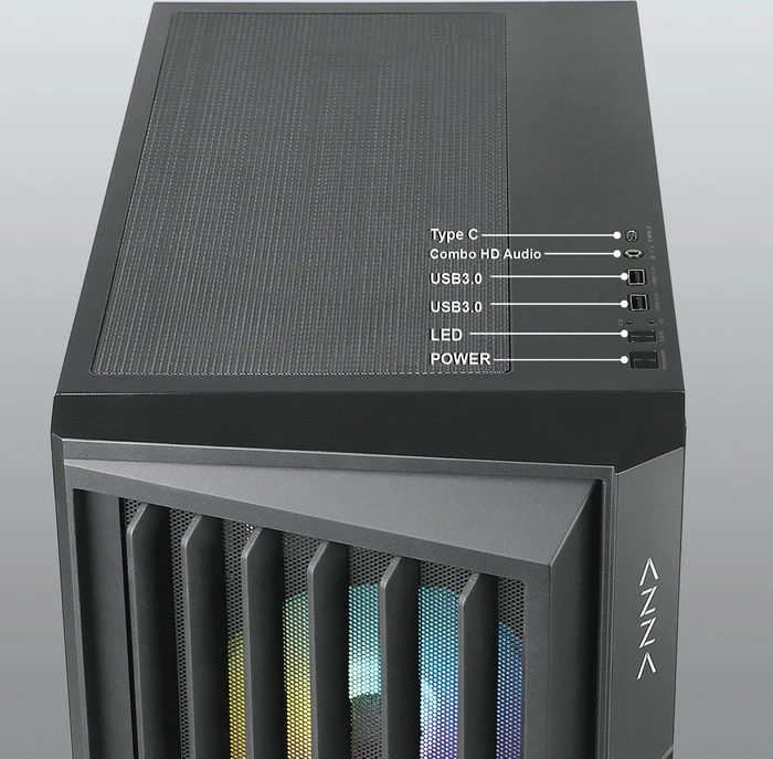 AZZA Torrent Black, schwarz, Glasfenster