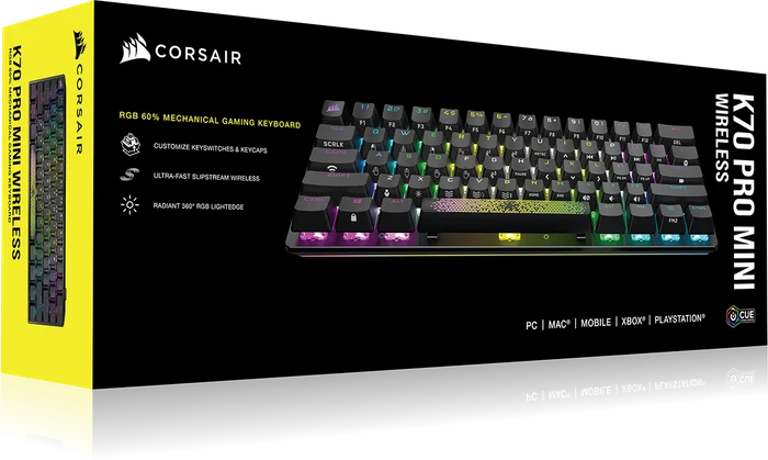 Corsair Gaming K70 PRO MINI Wireless, MX SPEED RGB Silver, USB/Bluetooth, US