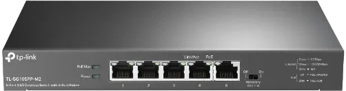 TP-Link TL-SG105PP-M2 Desktop 2.5G Managed Switch, 5x RJ-45, 123W PoE++
