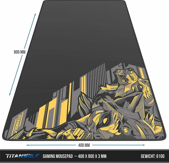 Titanwolf Vector Yellow XXL Speed Gaming-Mauspad, schwarz/gelb