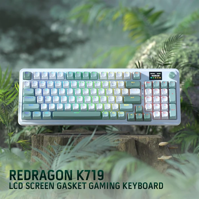 Redragon Galatin Pro K719 Wireless, Jade Cloud, LEDs RGB, Outemu Red, USB/Bluetooth, US