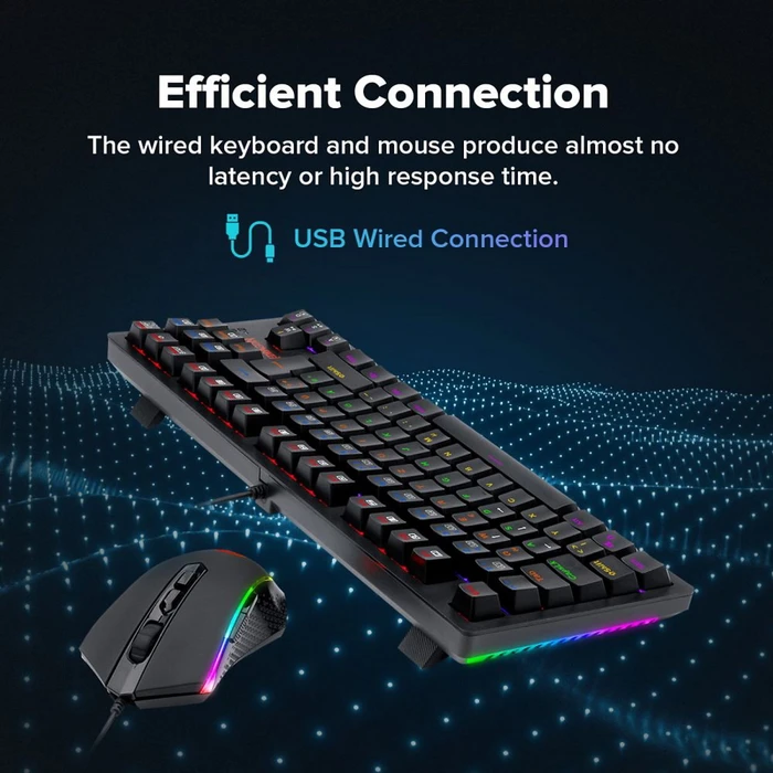 Redragon 2in1 Gamer Value Kit, Mechanical RGB Keyboard (Outemu Brown) + RGB Gaming Mouse, USB, DE