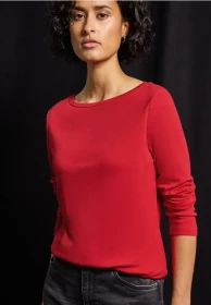 Street One Basic Shirt langarm racing red (Damen)